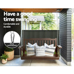 Gardeon Porch Swing Chair With Chain Outdoor Furniture Wooden Bench 2 Seat Brown - Flea Market