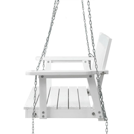 Gardeon Porch Swing Chair with Chain Garden Chair Outdoor Furniture Wooden White - Flea Market