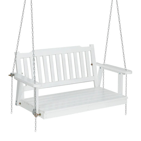 Gardeon Porch Swing Chair with Chain Garden Chair Outdoor Furniture Wooden White - Flea Market