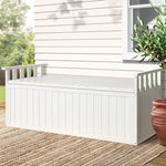 Gardeon Outdoor Storage Bench Box 129cm Wooden Garden Toy Chest Sheds Patio Furniture XL White - Flea Market