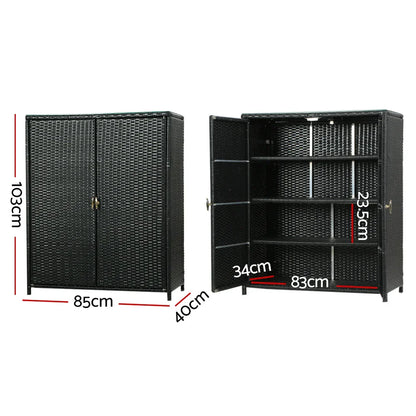Gardeon Outdoor Storage Cabinet Box Garage Wicker Shelf Chest Garden Shed Tools - Flea Market