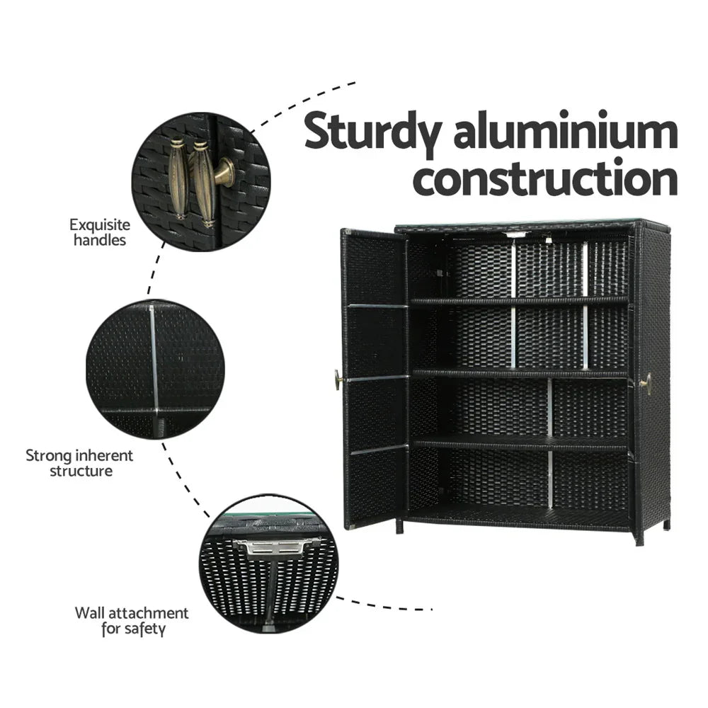 Gardeon Outdoor Storage Cabinet Box Garage Wicker Shelf Chest Garden Shed Tools - Flea Market