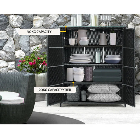 Gardeon Outdoor Storage Cabinet Box Garage Wicker Shelf Chest Garden Shed Tools - Flea Market