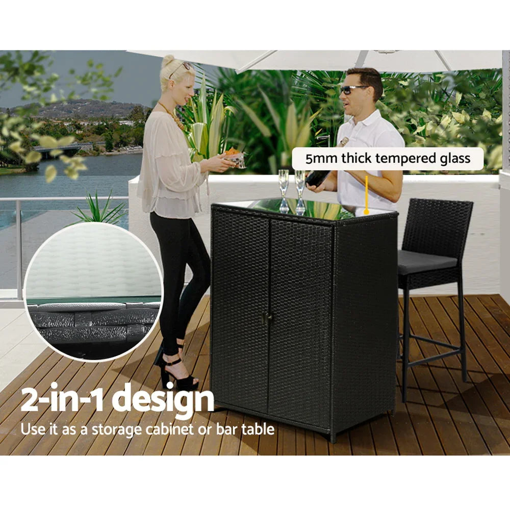 Gardeon Outdoor Storage Cabinet Box Garage Wicker Shelf Chest Garden Shed Tools - Flea Market