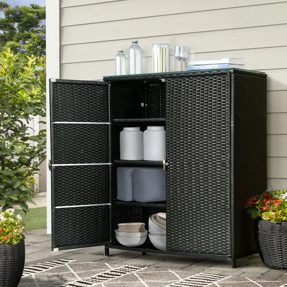 Gardeon Outdoor Storage Cabinet Box Garage Wicker Shelf Chest Garden Shed Tools - Flea Market