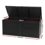 Outdoor Storage Box 490L Container Lockable Garden Bench Shed Tools Toy All Black - Flea Market