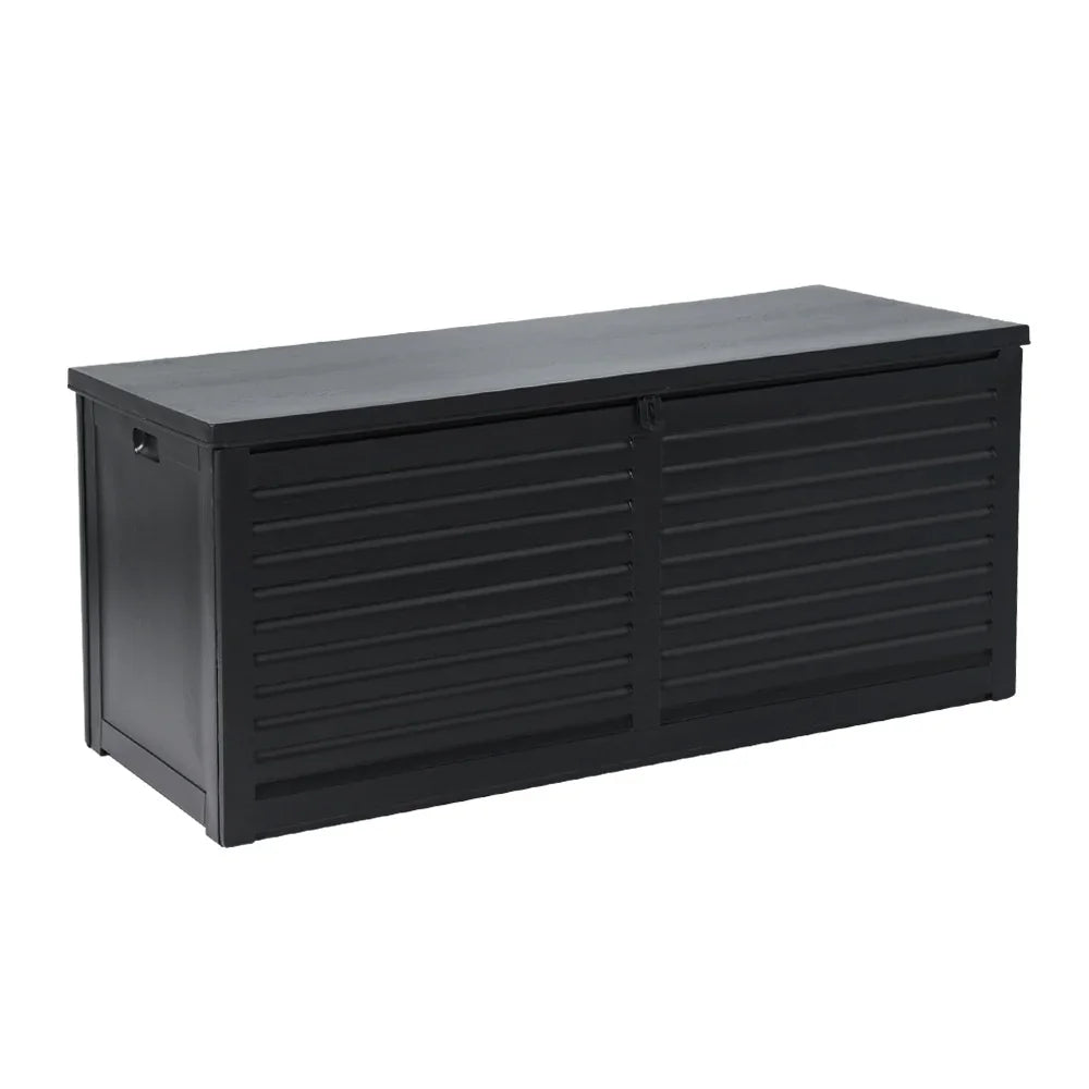 Outdoor Storage Box 490L Container Lockable Garden Bench Shed Tools Toy All Black - Flea Market