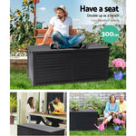 Outdoor Storage Box 490L Container Lockable Garden Bench Shed Tools Toy All Black - Flea Market