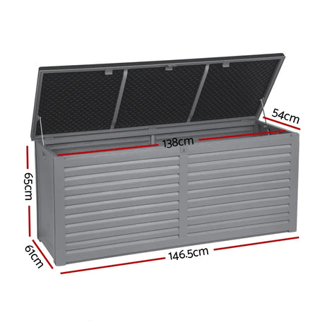 Outdoor Storage Box 490L Container Lockable Garden Bench Tools Toy Shed Black - Flea Market