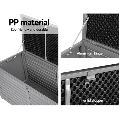 Outdoor Storage Box 490L Container Lockable Garden Bench Tools Toy Shed Black - Flea Market