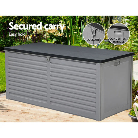 Outdoor Storage Box 490L Container Lockable Garden Bench Tools Toy Shed Black - Flea Market