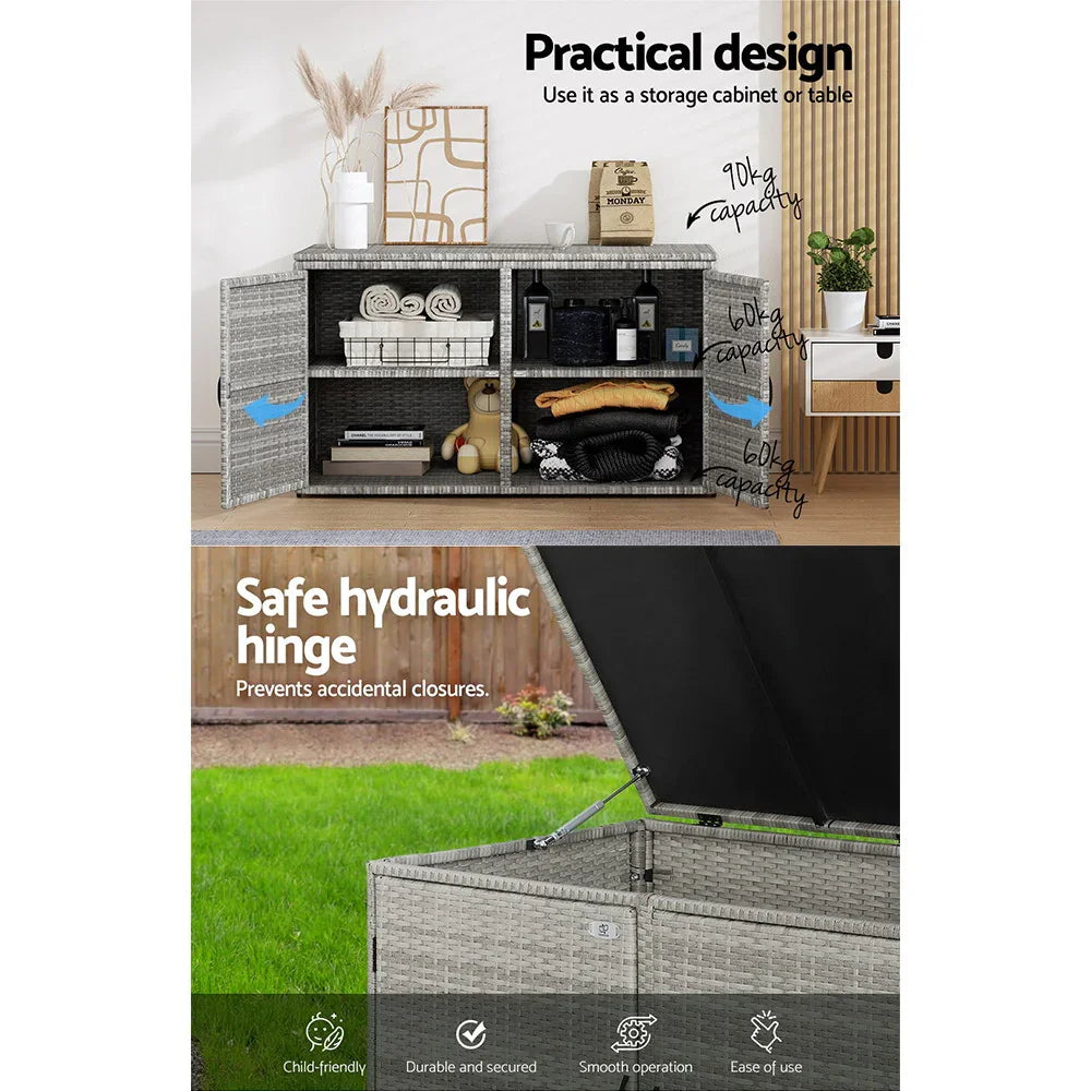 Gardeon Outdoor Storage Cabinet Box Deck Wicker Shelf Chest Garden Shed Tools - Flea Market