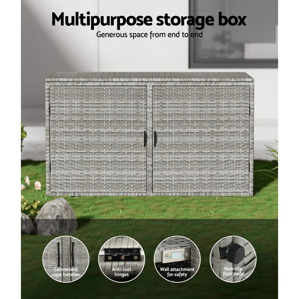 Gardeon Outdoor Storage Cabinet Box Deck Wicker Shelf Chest Garden Shed Tools - Flea Market