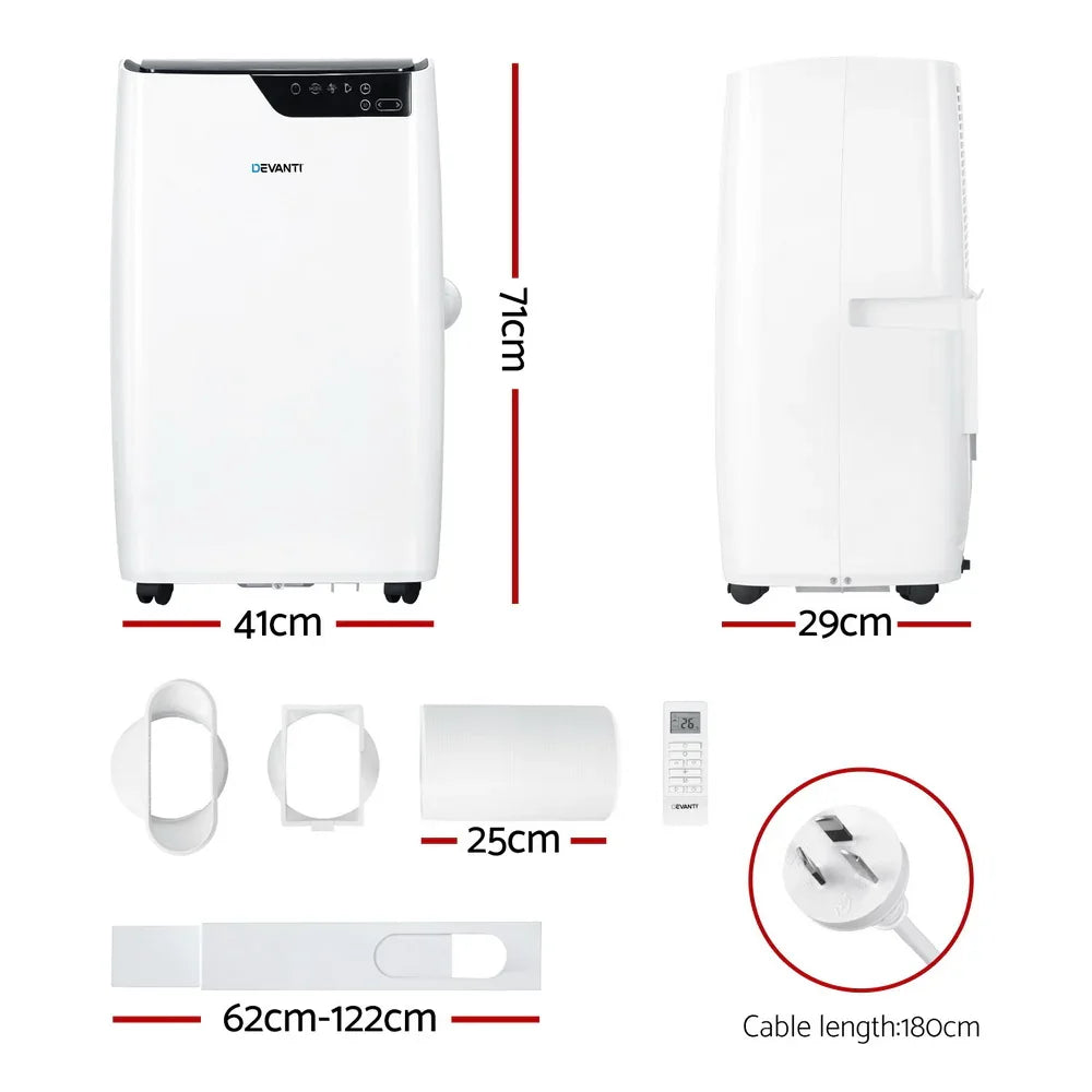 Devanti 12000BTU Portable Air Conditioner with Dehumidifier & Fan - White