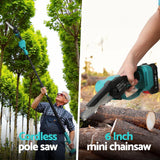 Giantz Telescopic Pole Chainsaw 6" Cordless - 20V Tree Trimmer Kit with Battery