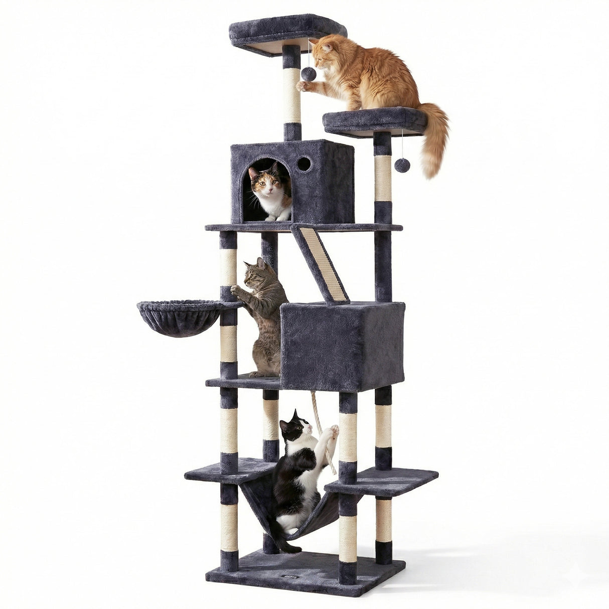 i.Pet Cat Tree Tower 206cm - Large Scratching Post Grey