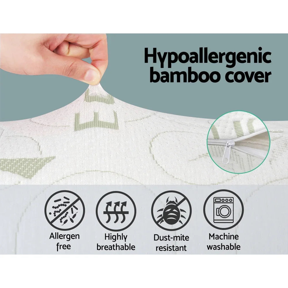 Hand stretching hypoallergenic bamboo pillow cover with zipper, allergen free, breathable, dust-mite resistant, machine washable