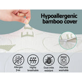 Hand stretching hypoallergenic bamboo pillow cover with zipper, allergen free, breathable, dust-mite resistant, machine washable