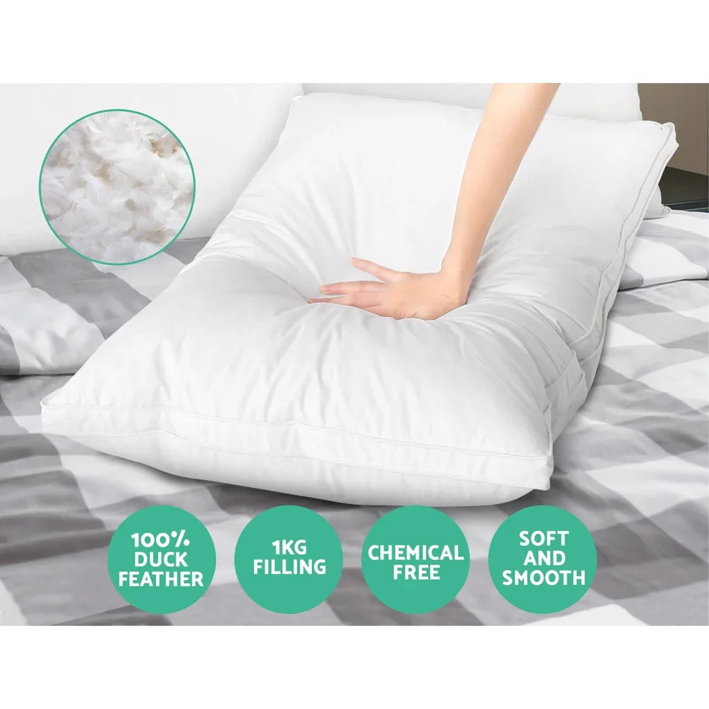 Giselle Bedding Duck Feather Down Pillow Luxury Twin Pack - Flea Market