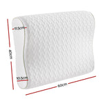 White memory foam contour pillow with hexagonal textured cover, 60x40x11.5cm dimensions