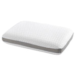 White memory foam pillow with textured cover and gray patterned mesh side panels