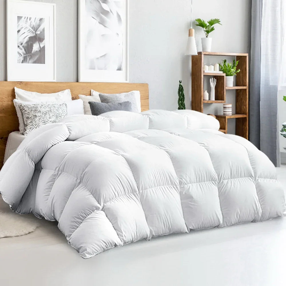Giselle Bedding 500GSM Goose Down Feather Quilt Super King - Luxury Duvet for All Seasons