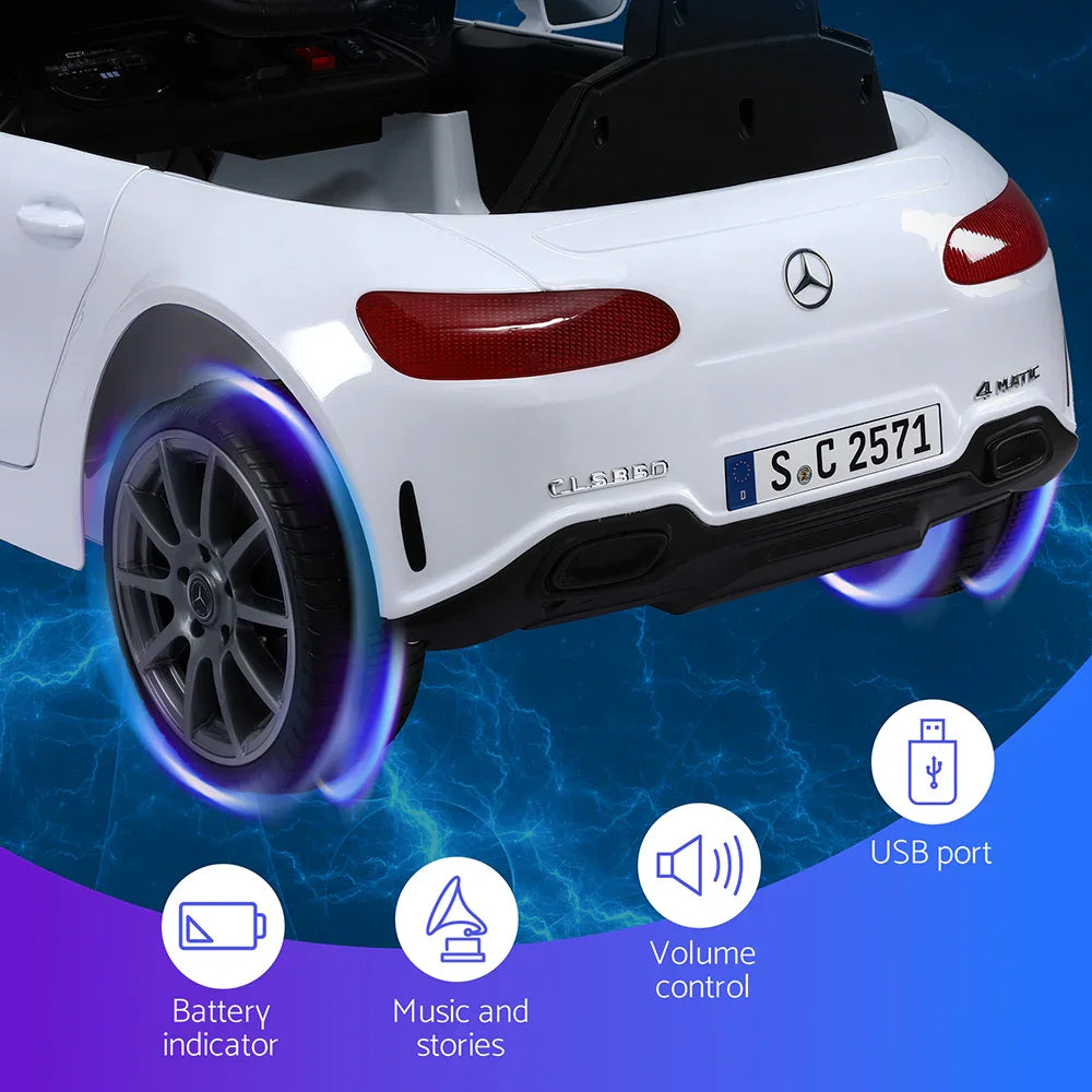 Licensed Kids Electric Ride On Car White - Outdoor Toy with Music & Remote Control