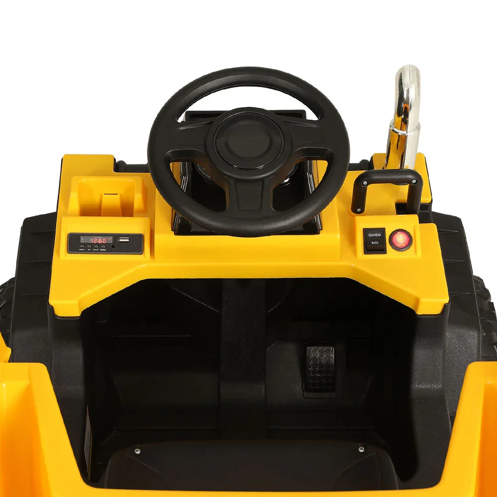 Rigo Kids Electric Ride On Dump Truck Yellow 12V - Construction Loader with Remote