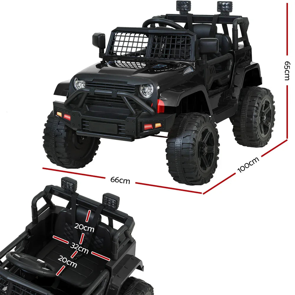 Rigo Kids Electric Ride On Jeep Black 12V - 4WD SUV with Remote Control