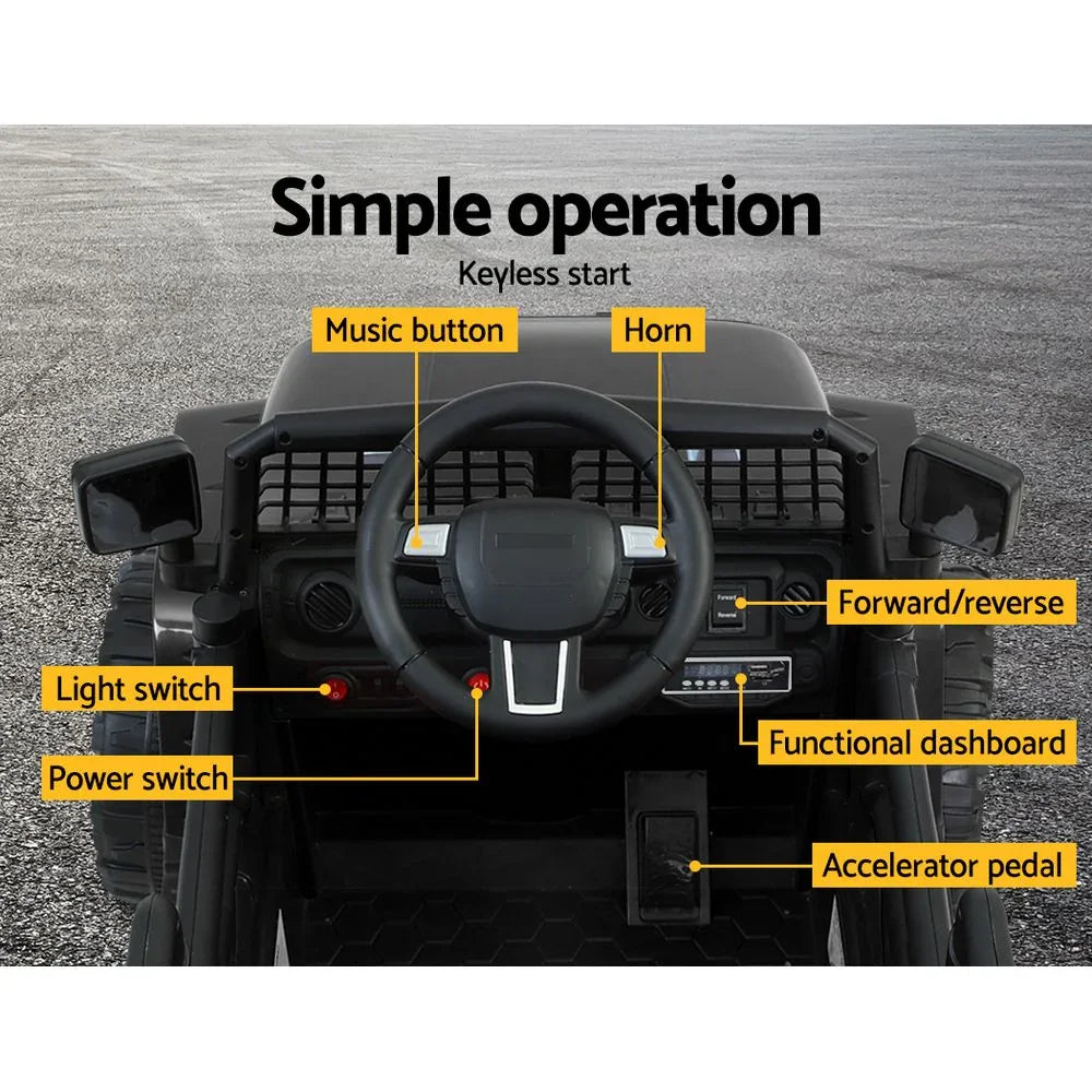 Rigo Kids Electric Ride On Jeep Black 12V - 4WD SUV with Remote Control