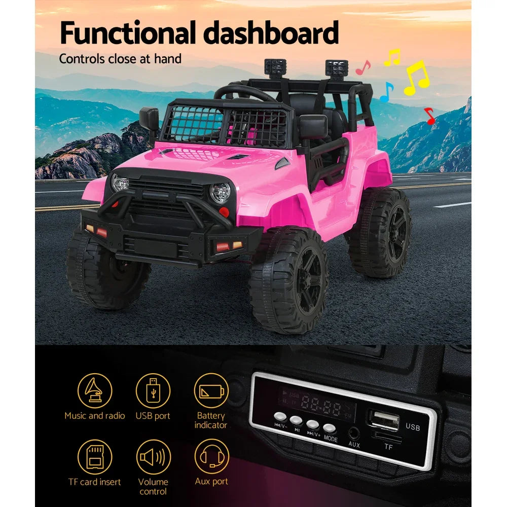 Rigo Kids Electric Ride On Jeep Pink 12V - 4WD SUV with Remote Control
