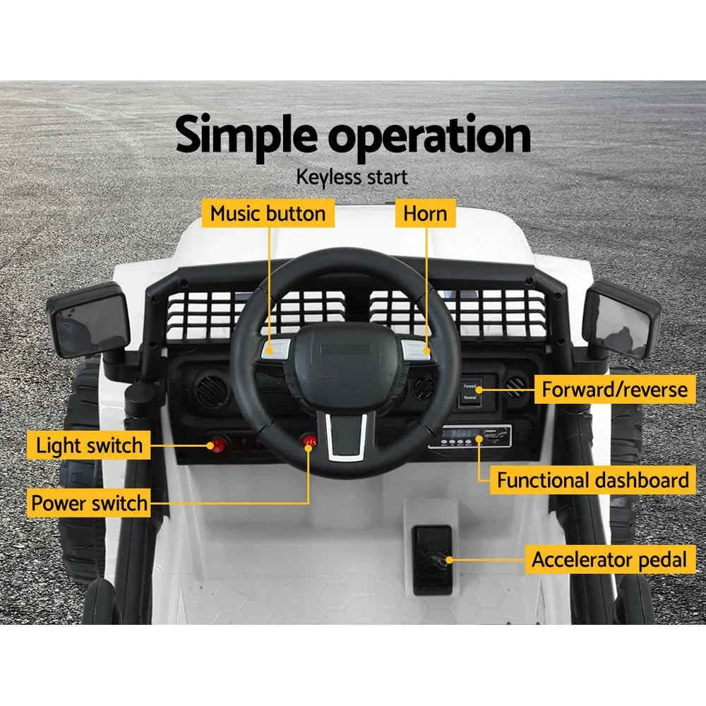 Rigo Kids Electric Ride On Jeep White 12V - 4WD SUV with Remote Control