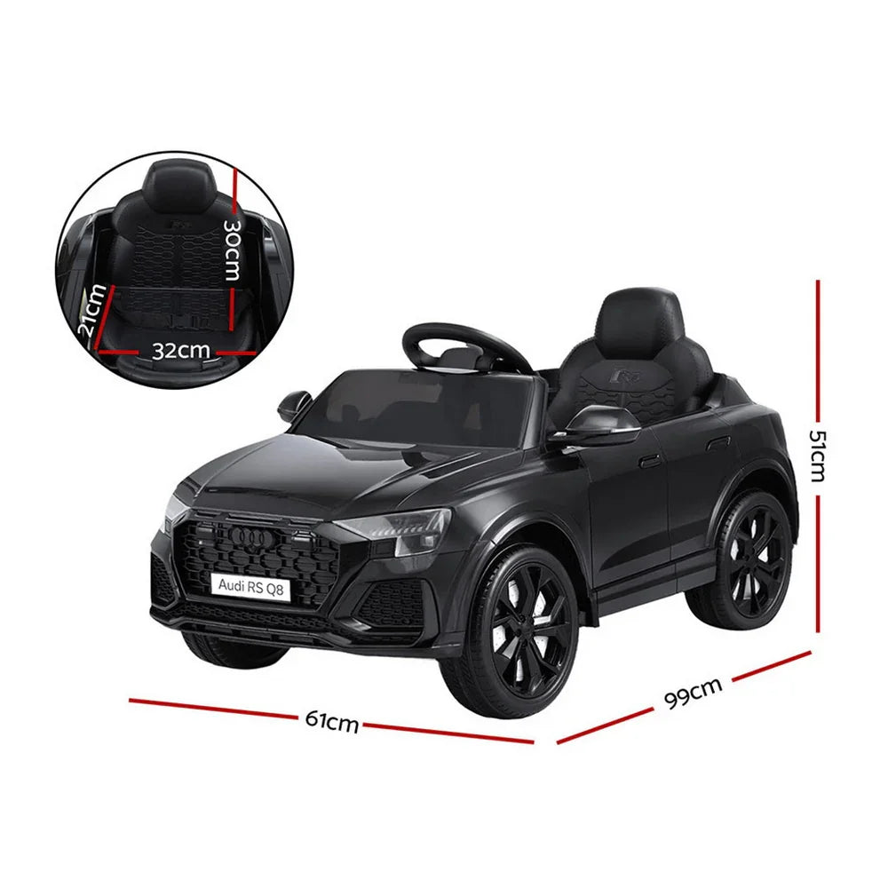 Licensed RSQ8 Kids Electric Ride On Car - Black 12V SUV with Remote Control