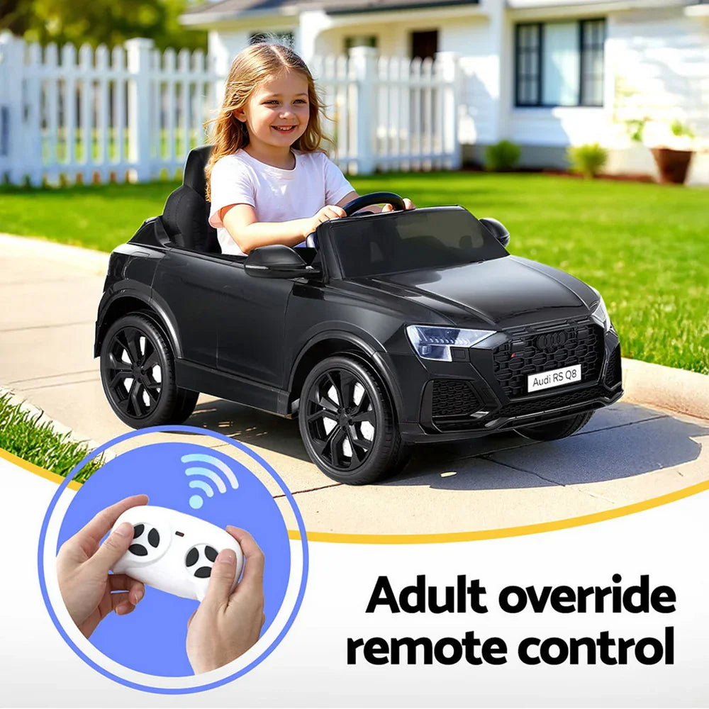 Licensed RSQ8 Kids Electric Ride On Car - Black 12V SUV with Remote Control