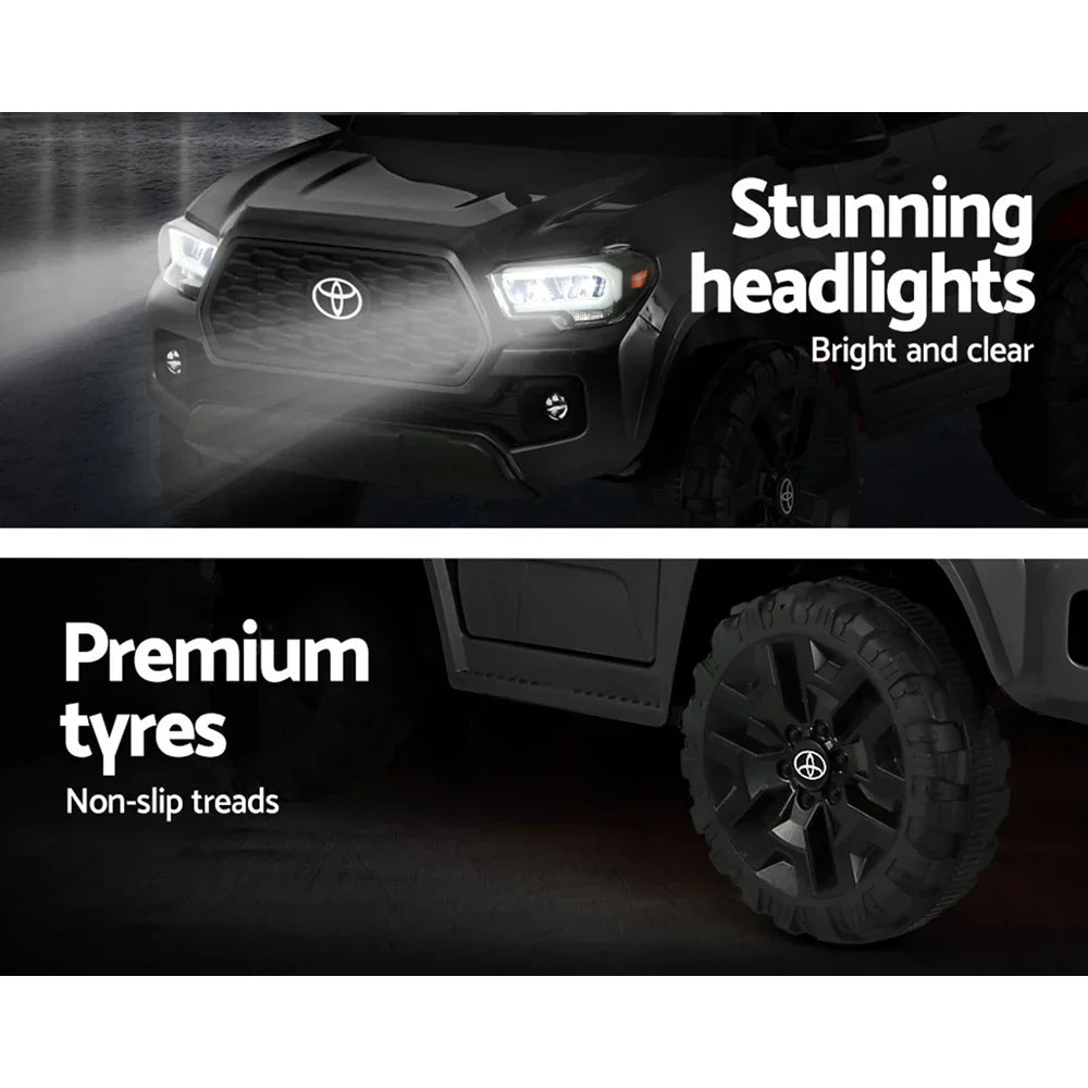 Licensed Toyota Tacoma Kids Electric Ride On Car - Black 12V Off-Road Truck with Remote