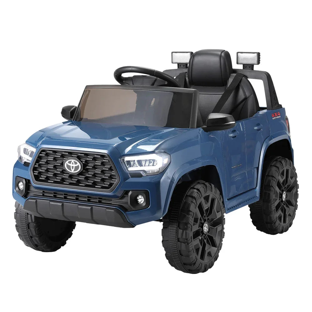 Licensed Toyota Tacoma Kids Electric Ride On Car - Blue 12V Off-Road Truck with Remote