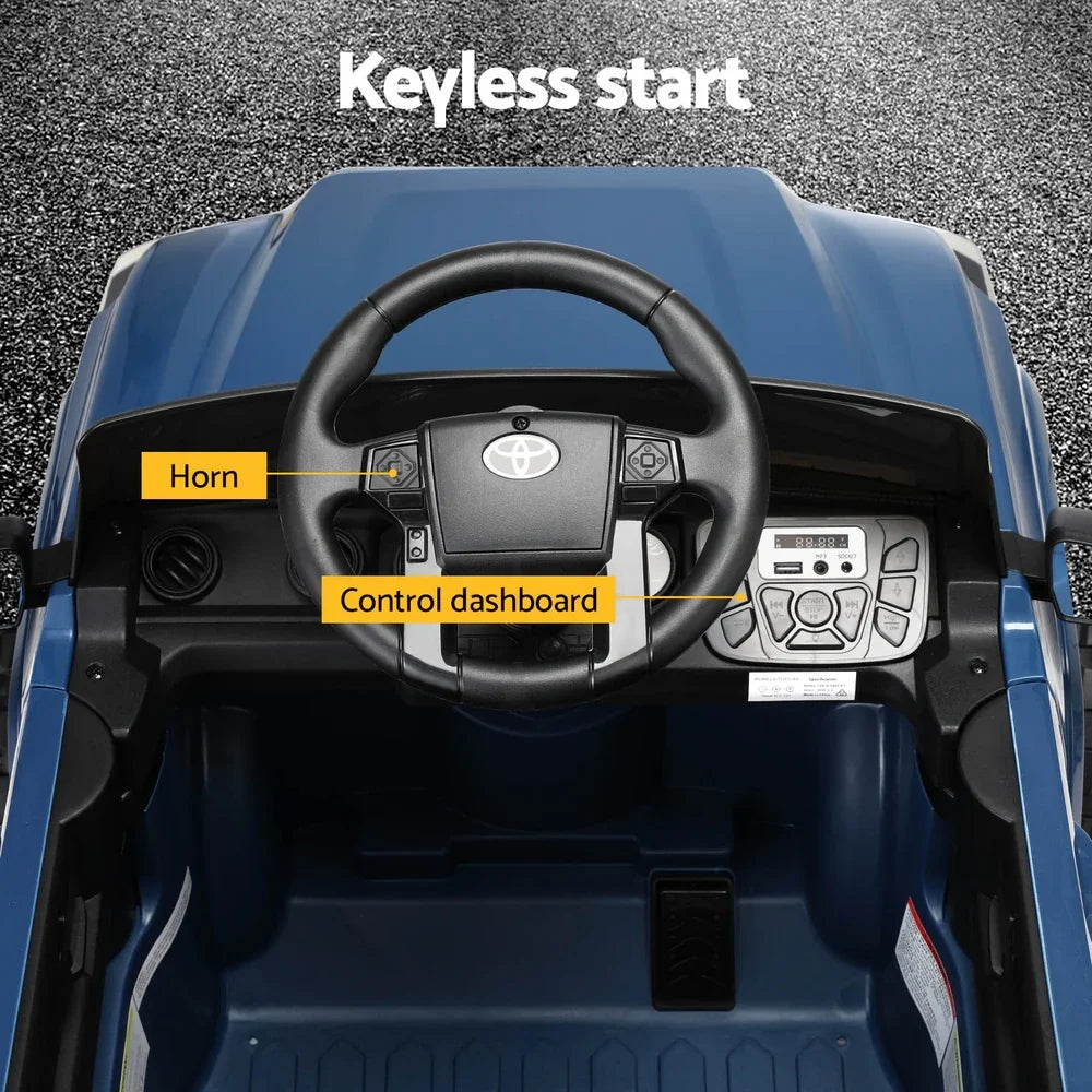 Licensed Toyota Tacoma Kids Electric Ride On Car - Blue 12V Off-Road Truck with Remote