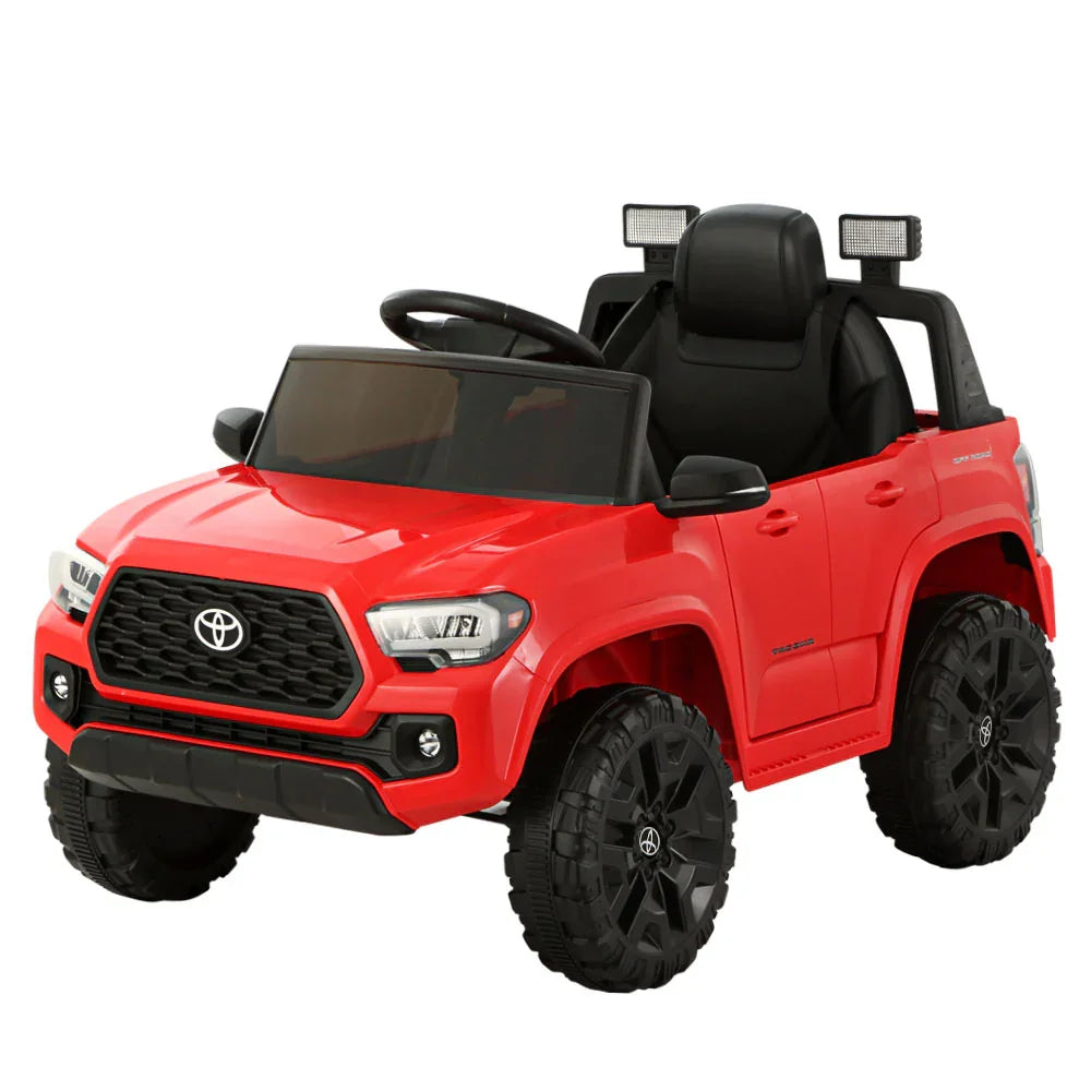 Licensed Toyota Tacoma Kids Electric Ride On Car - Red 12V Off-Road Truck with Remote