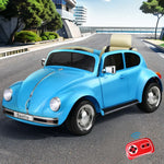 Licensed Volkswagen Beetle Kids Ride On Car - Blue 6V Electric with Remote & Horn