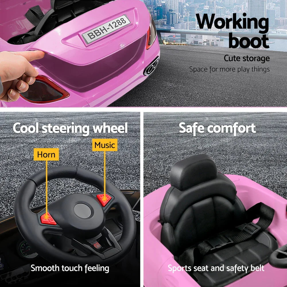 Rigo Kids Electric Ride On Car Pink 12V - Sports Car with Remote Control & Music