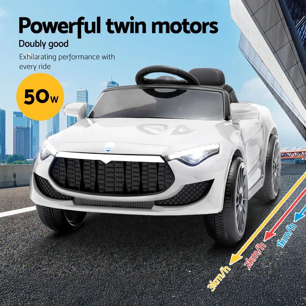 Rigo Kids Electric Ride On Car White 12V - Sports Car with Remote Control & Music