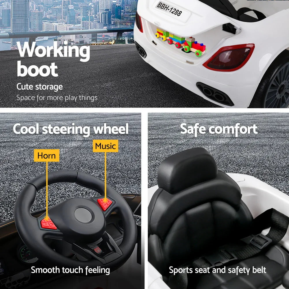 Rigo Kids Electric Ride On Car White 12V - Sports Car with Remote Control & Music