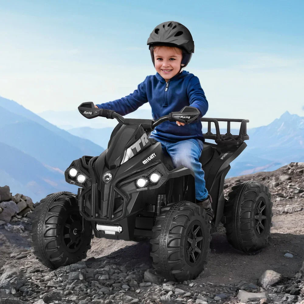 Rigo Kids Electric Ride On ATV Quad Black 12V - Motorbike with Storage Rack