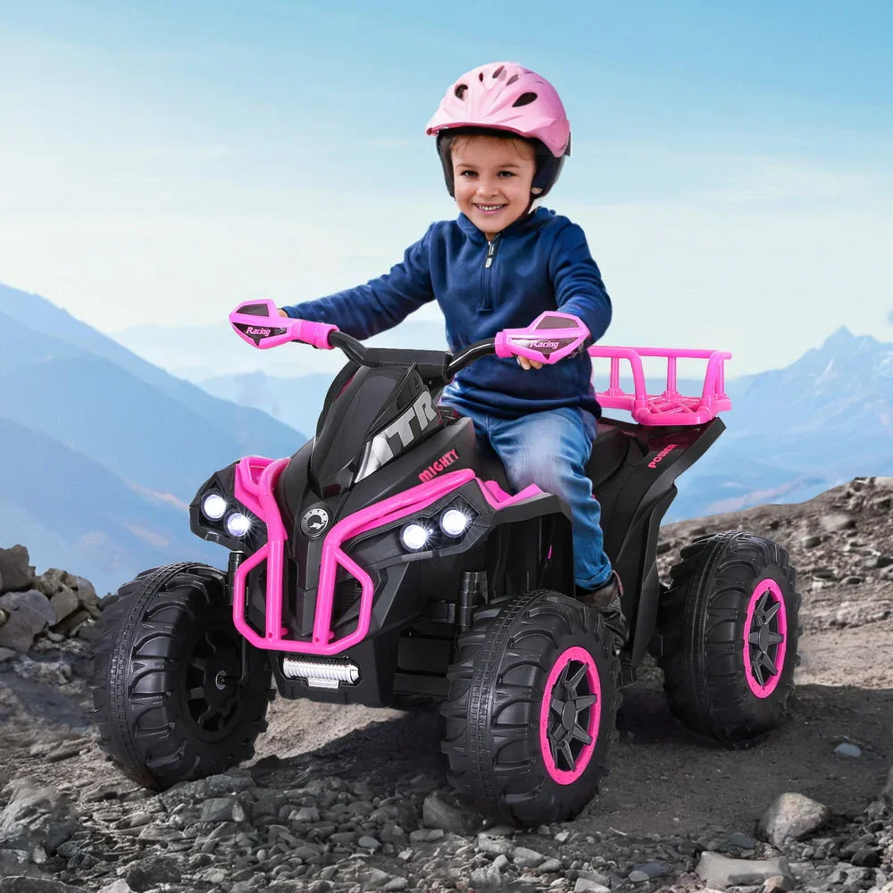 Rigo Kids Electric Ride On ATV Quad Pink 12V - Motorbike with Storage Rack
