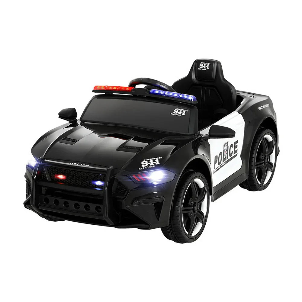 Rigo Kids Electric Ride On Police Car Black 12V - Patrol Vehicle with Remote Control