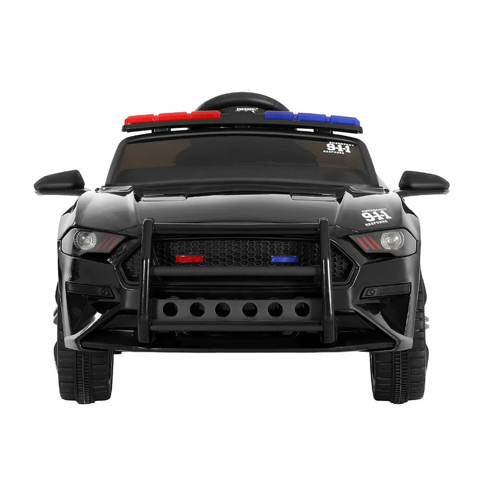 Rigo Kids Electric Ride On Police Car Black 12V - Patrol Vehicle with Remote Control