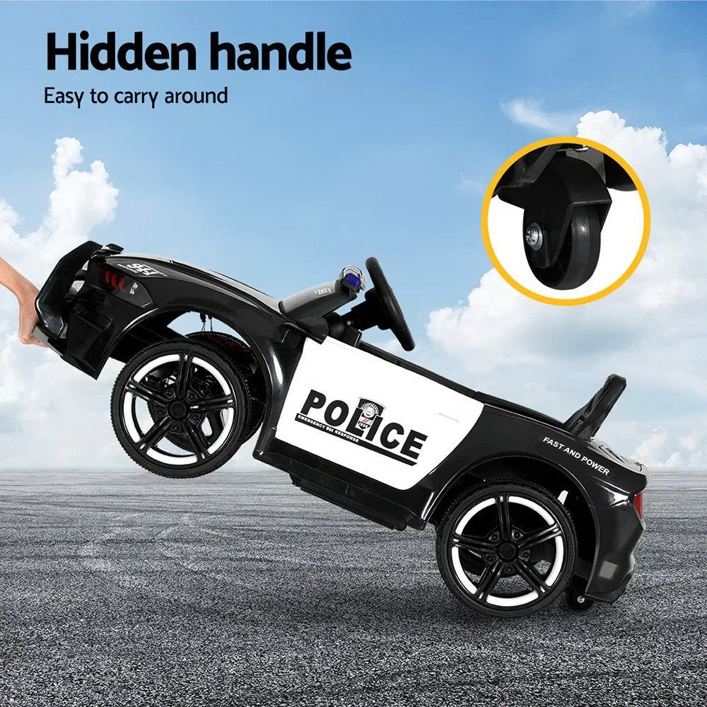 Rigo Kids Electric Ride On Police Car Black 12V - Patrol Vehicle with Remote Control