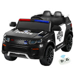 Rigo Kids Electric Ride On Police Car Black - Patrol SUV with Remote, Horn & Music