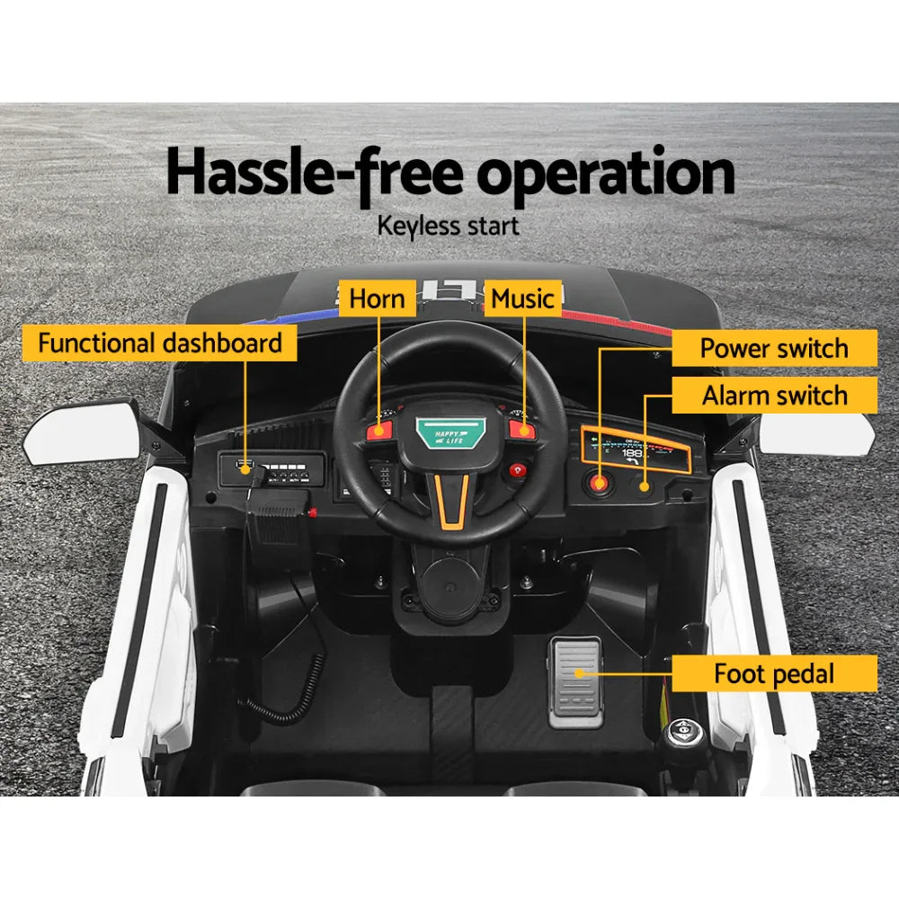 Rigo Kids Electric Ride On Police Car Black - Patrol SUV with Remote, Horn & Music