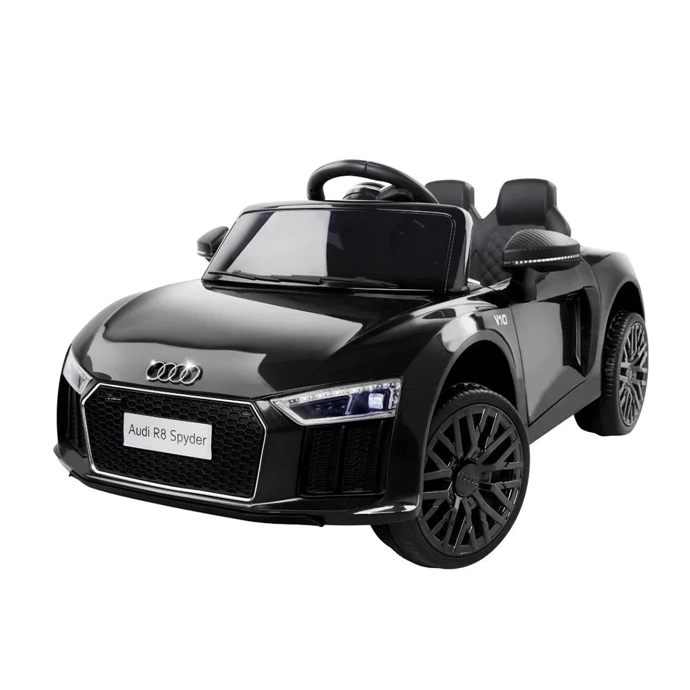 Licensed Audi R8 Kids Ride On Car - Black Electric Sports Toy Car with Remote
